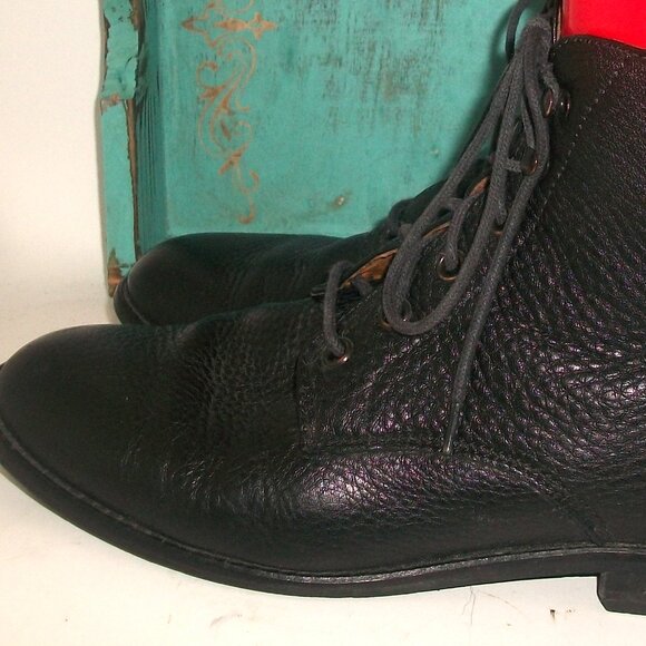 Madewell BlackPebbled-LeatherLace Up Workboots Granny Boots 8M - Picture 4 of 7